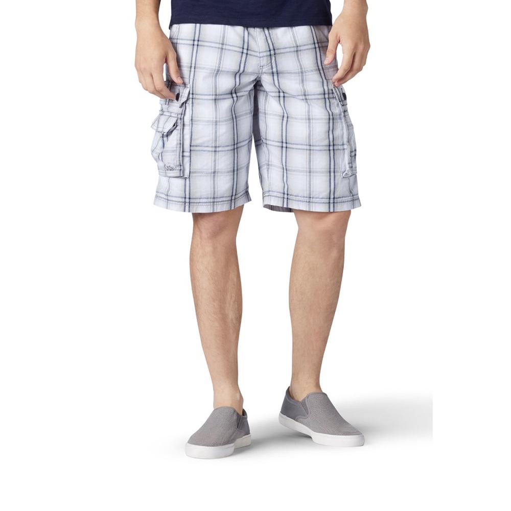 NEW Lee Men's Wyoming Cargo Shorts - Grey Winston, Grey Winston Plaid, no belt